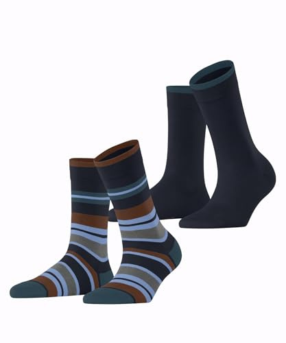 ESPRIT Retro Stripe Multipack W So cotone fantasia confezione di 2 paia, Calzini Donna, Blu Space Blue 6116, 35-38