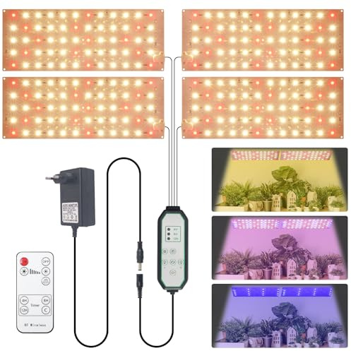 Växtlampa LED fullspektrum (3 lägen), tillväxtlampa 10-stegs dimbar växt odlingsljus, 4/8/12H timer odling, 304 lysdioder under skåp uv lampor växter