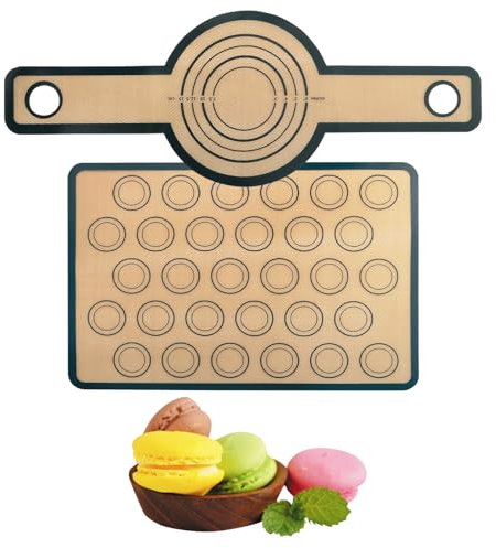 LHOEST Backmatte Silikon Backofen 2 Stück Küche Silikonmatte Backen Macarons Backmatte Brot Silikon backmatte 40x30 CM Backunterlage Wiederverwendbar Brotbackmatte silikon Baking Mat Backzubehör Set
