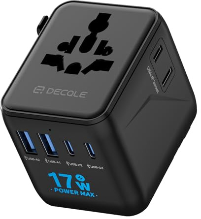 decqle “Pro” Adaptador Enchufe Universal con 2 USB-C ＆ 2 USB-A para Viaje