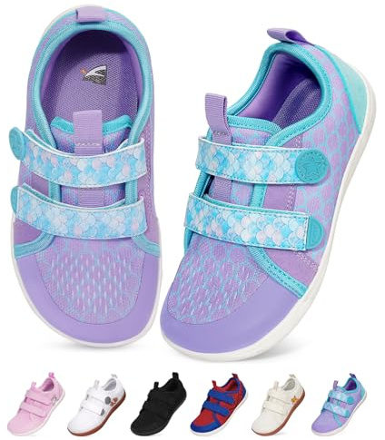 BibYuga Chaussures pieds nus pour enfants - Larges chaussures pieds nus pour garçons et filles - Baskets minimalistes - Chaussons souples - Antidérapantes - Chaussures de trail - Avec soutien de la