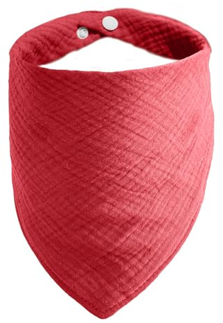 ICEMOOD Haustier-Baumwoll-Bandanas mit verstellbarem Druckknopf für kleine Welpen – Einfarbiges Hundehalstuch,Wein Rot,M