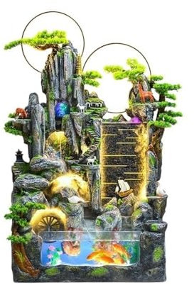 FUHAI-666 Fuente de Agua para jardín Fuente de Agua de rocalla de pie Grande, Adorno for pecera, Agua circulante, decoración Feng Shui for Sala de Estar Fuentes Independientes para Exterior