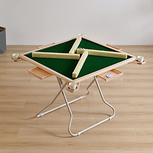Mesa Mahjong,Plegable, mesas de Cartas, Juego portátil de póker y Blackjack para 4 Jugadores, dominó, portavasos y bandejas.