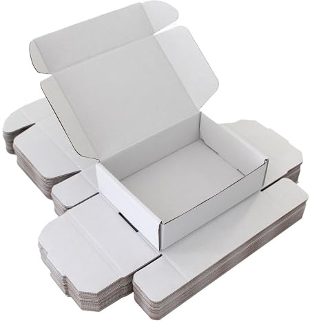 7x5x2 Inch Small Shipping Boxes 50-Pack, White Corrugated Cardboard Mailer Boxes for Mailing & Packaging, Gifts, DIY Crafts, Ecommerce, Small Business