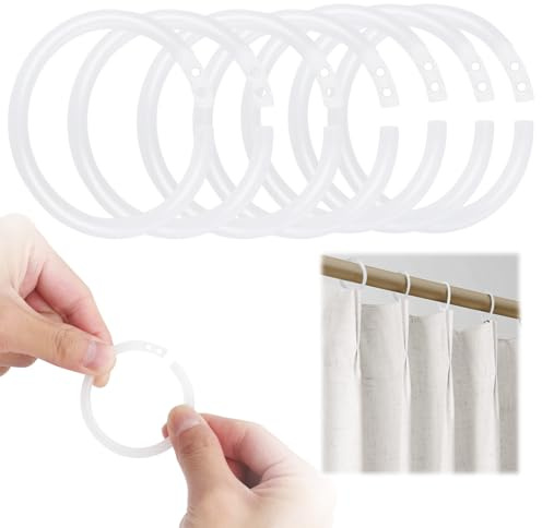 GZRXIOUS 100 pezzi Anelli per tende da doccia di O, 4 * 0,5 cm Ganci per tende da doccia in plastica, Anelli per tende per la maggior parte delle aste per tende (bianchi)