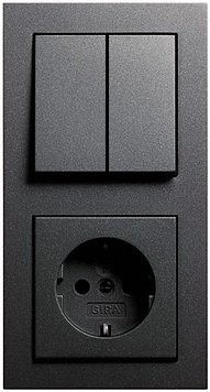 GIRA E2 Anthrazit (Steckdose, Serienschalter, 2f Rahmen, Wippe-Serie)