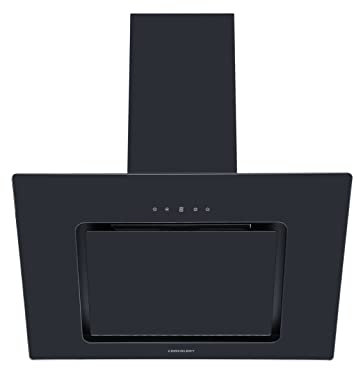 Cookology VER705BK/A++ 70cm Black Angled Glass Chimney Cooker Hood | Touch Controls