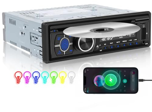 Single Din Car Stereo with DVD Player MP3 Car Radio CD Player with Bluetooth FM Receiver, USB/AUX/TF Card