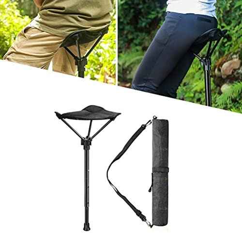 Lubudup Outdoor Hocker Klappbar,Camping Aluminium Klapphocker Faltbar,Campinghocker Kompakt Angelwerkzeuge Outdoor Stuhl Klapp Teleskophocker Hochstuhl Tragbarer Einbeiniger Outdoor Campingstuhl