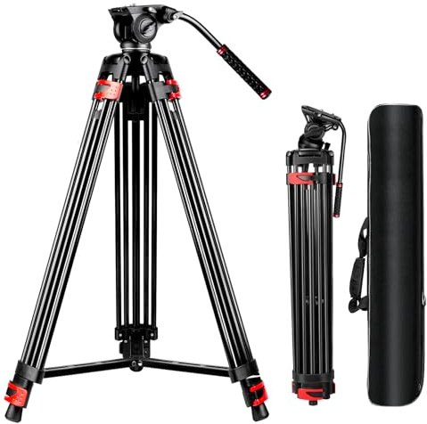 82 /210cm Video Tripod Heavy Duty Tripod with 360° Fluid Head,Mactrem Aluminum Tall Tripods Professional Compatible with Canon Nikon Sony DSLR Camera Camcorder Telescope Bnoculars (Load 33Lb)