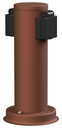 ledscom.de Portalámpara de jardín PORU para Exterior, IP44, 2 vías, Acero Inoxidable, marrón, Redondo, 27 cm