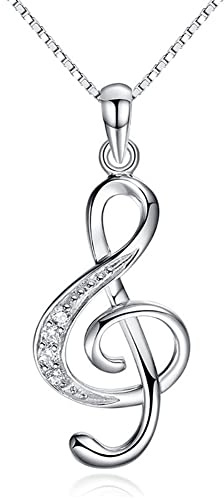 Wedity Musical Note Pendentif Collier Argent Cristal Collier Ras Du Cou Amour Rythme Note Pendentif Colliers Bijoux Réglable pour Femmes et Filles