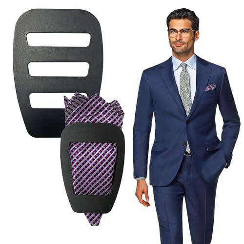 2 PCS Pocket Square Holder,Durable Pocket Handkerchief Holder,Gentlemen Prefolded Pocket Squares,Suit Accessories for Men,for Men Suits,Tuxedos,Vests and Dinner Jackets(12.4CM*8.8CM)