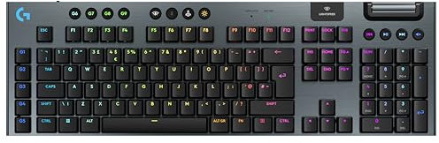 Logitech G G915 X Teclado mecánico para gaming con cable de perfil bajo, teclas de PBT de doble moldeado, teclas totalmente programables, interruptores táctiles marrones GL, PC/Mac, QWERTY ESP - Negro