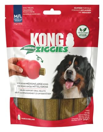 KONG Ziggies Enhanced Chews Medium/Large For Dogs Supports Oral Health