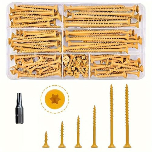 Holzschrauben Set, 120 Stück torx schrauben, verschiedene Größen selbstschneidende Schrauben, Epoxy beschichtet, Möbelschrauben für Möbel Montage und Reparature