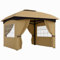 Outsunny Cenador para Jardín 3,4x3,4 m Pérgola de Jardín Gazebo con Doble Techo Paredes Laterales Anti-UV y Ventanas Carpa para Exterior Terraza Patio Beige
