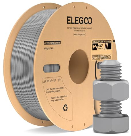 ELEGOO ABS Filament 1,75 mm Grau 1KG, 3D-Drucker Filament, Hohe Zähigkeit und Schlagfestigkeit, Hitze- und Wasserbeständig, Ingenieurebene 3D Druckmaterialien für 3D Printer, 1kg Spule