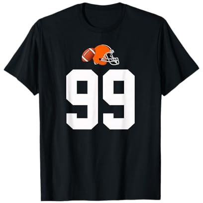 Americano Fútbol Casco Estilo Vintage Número 99 Camiseta