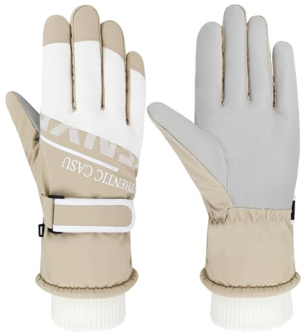LuckyOpt Damen-Ski-Handschuhe Anti-Ski-Handschuhe Damen Winter-Handschuhe mit Anti-Touchscreen Warm-Ski-Handschuhe geeignet für Bergsteigen Skifahren Laufen (Braun)