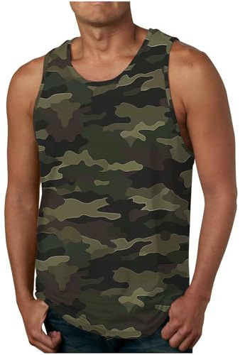 Vests for Men UK Casual Camo Gym Tank Tops Summer Sleeveless Camouflage Singlet Vest Classic Fit Military T-Shirts Crew Neck Army Designer Undershirts Smart Training Clothing