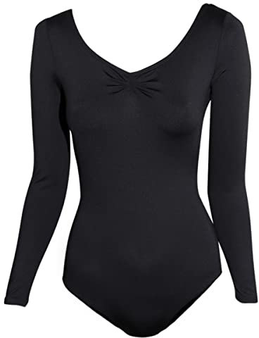 LULLI Dancewear Damen Ballett Trikot/Body/Leotard Samantha Ärmel lang - Farbe: Schwarz - Größe: L