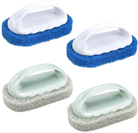 4stk Badewannen Fliesen Reinigungsschwamm Bürsten Scheuerpads Bürsten Schwamm Scheuerschwamm Schnellreinigungs Hochleistungs BBQ Reinigungsbürste, für Küche Badezimmer Boden Wand Waschbecken