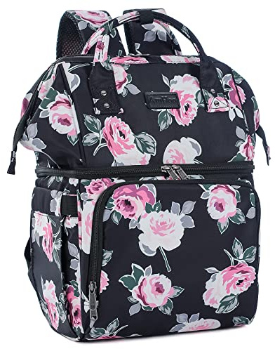 AmHoo Insulated Lunch Box Cooler Backpack Waterproof Leak-Proof Lunch Bag Tote for Men Women Hiking Beach Picnic Trip with Strongest YKK Zipper Rose Flower Pattern