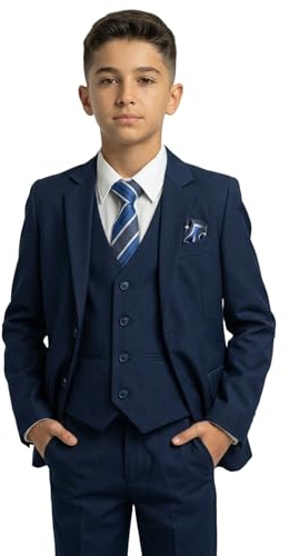Formeller Anzug für besondere Anlässe, 6-teiliges Slim Fit-Set für Jungen in Marineblau Size 9 Years