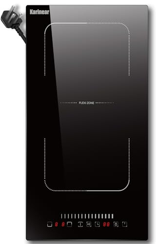 Karinear Flex Built in Induction Hob with 99 Min Timer Safe Lock Black,2 Ring Electric Hob 30cm with 13amp Plug(2800W)