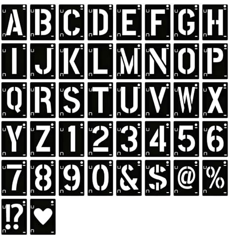 Letter Stencils and Number Stencils, 42 PCS Reusable Alphabet Plastic Stencil Interlockable for Painting on Wood, Wall, Fabric, Rock, Chalkboard