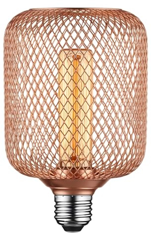 LEDSone Vintage LED E27 Edison Wire Cage Light Bulb, 4W (Equivalent 40W) Rosegold Net Covered Dimmable Screw Base 2700K Warm White Bulb, Metal Lamp Makes Beautiful Design Energy Saving Bulb