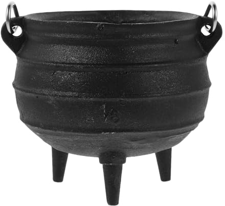 jojofuny Caldero de Hierro Fundido de Tres Patas Pequeño con Asa Recipiente para y Quemar Cera Mini Olla Trípode para Rituales y Aromaterapia Uso Portátil para Ceremonias y Decoración