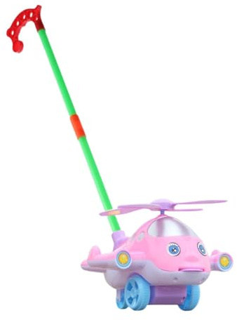 Xgdsnly Juguete para Empujar Y, Carrito de Aprendizaje Temprano, Fabricado en Material PP, Asa Ajustable, Adecuado para El Juego de Los Niños, Rosa