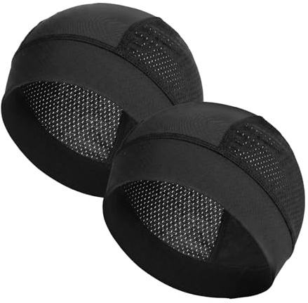 Xinjoduz 2 Pack Cooling Skull Caps for Men Women Helmet Liner Soft Breathable Summer Quick Dry Sweat Beanie Running Cycling Hat Stocking Head Caps for Men Lightweight Black (25×16 cm)