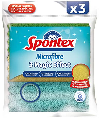 Spontex 3 Magic Effect Microfibre Cloths, 24.5 x 25cm Cleaning Cloths