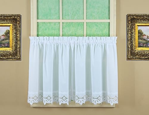 Today's Curtain, Heirloom Battenberg Eyelet Tier 24, White, 58 W x 24 L