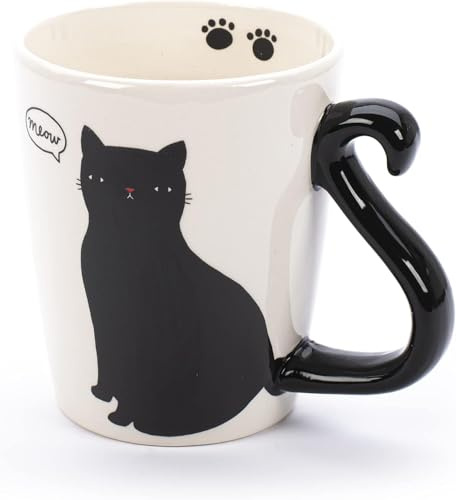 VOTUM Tri-Coastal Design - Tazza in Ceramica da Tè/Caffè a Tema Animale - Idea Regalo - Gatto Nero
