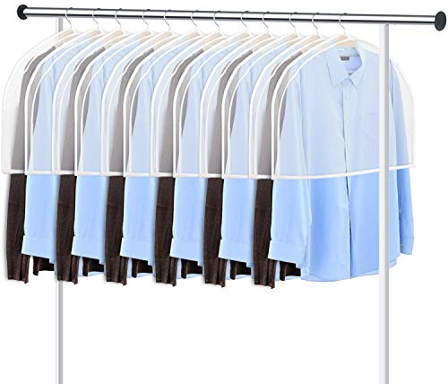 KEEGH Extra Wide Garment Shoulder Covers Bag (Set of 12) Breathable Hanging Closet Suit Organizer Keep Clothes Shoulder Clean, 2 Gusset Hold More Coats, Jackets, Dress
