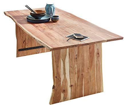 SAM Esszimmertisch 120x80 cm Henry, Akazienholz massiv & naturfarben, Baumkantentisch mit Holzgestell, Tischplatte 26 mm