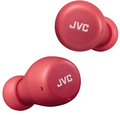 JVC HA-Z55T-R Gumy Mini True Wireless Earbuds, Long Battery Life (up to 15 Hours), Splash Protection (IPX4), Bluetooth 5.1, Single Ear Use, Compact charging case (Red)