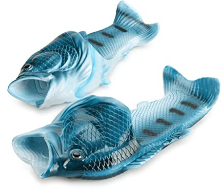 GEQ Sandali a forma di pesce, ciabatte, zoccoli, ciabatte da piscina, da spiaggia, da doccia, regalo per pescatori, sandali unisex, per uomini, donne e bambini, Blu, 40/41 EU