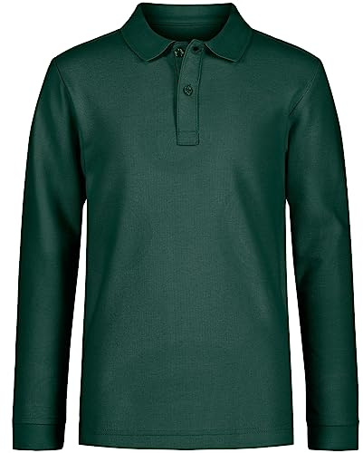 Nautica Boys School Uniform Long Sleeve Polo Shirt, Hunter, 10-12 Husky
