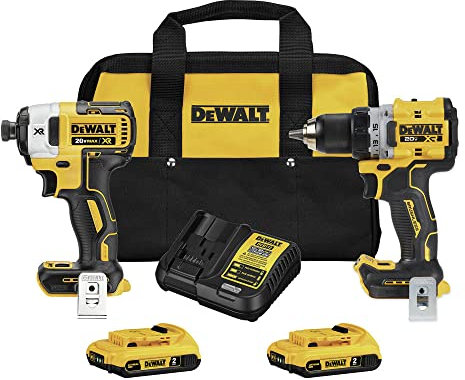 DEWALT 20V MAX* XR Cordless 1/2 in. Drill/Driver and 1/4 in. Impact Driver kit with (2) 2 Ah Batteries and Charger (DCK248D2)