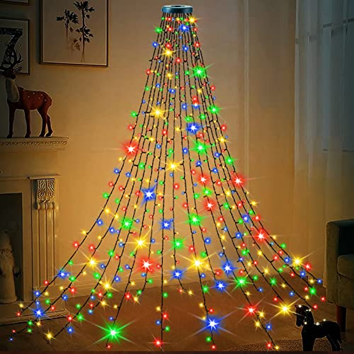 Guirlande lumières pour Arbre de Noël,400 LEDs anneau lumineux pour sapin de Noël,1.75 m Hauteur 16 guirlandes lumineuses Decoration Noel,8 modes pour les fêtes de Noël,les mariages,les anniversaires