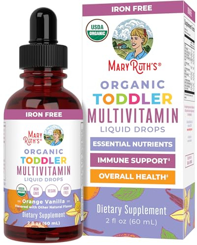 MaryRuth's Toddler Multivitamin | Vitamin A C D E B6 B12 Zinc | Healthy Growth Support | Immunity | Bone Health | Cognitive Function | Organic | Sugar Free | Vegan | Non-GMO | 2 Fl Oz | 30 Day Supply