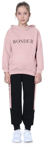 Amur Leopard Jogginganzug Mädchen Trainingsanzug Bekleidungsset 2tlg Sweatjacke & Jogginghose Kinder Sportanzug Freizeitanzug, Rosa (Kein Plüsch), 150/10-11 Jahre