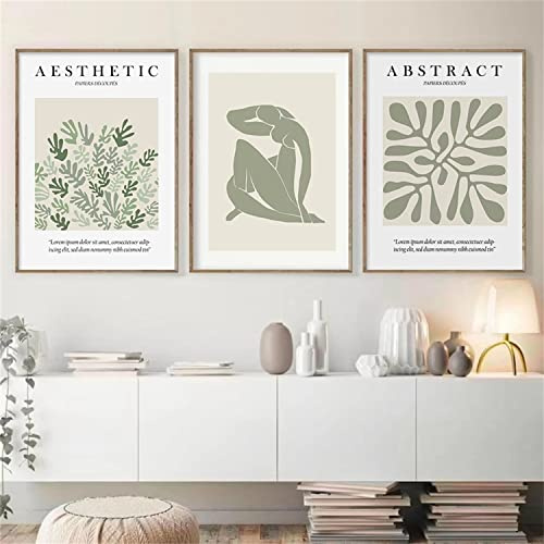 Herfair Premium affischset, set med 3 affischer abstrakt matisse moderna väggmålningar, utan ram, estetisk konst, enkelhet väggdekoration, bilder sovrum (50 x 70 cm)