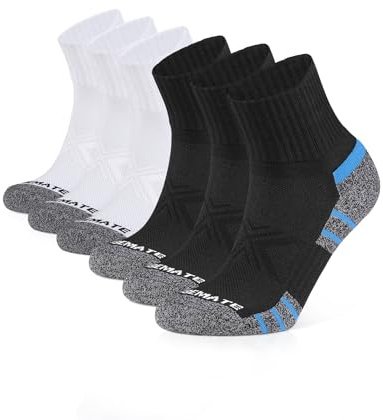 CLOSEMATE 6 par Sneaker strumpor Herren Baumwoll Kurze Sportstrumpor med Frotteesohle Atmungsaktives Mesh Quarter löpningsstrumpor